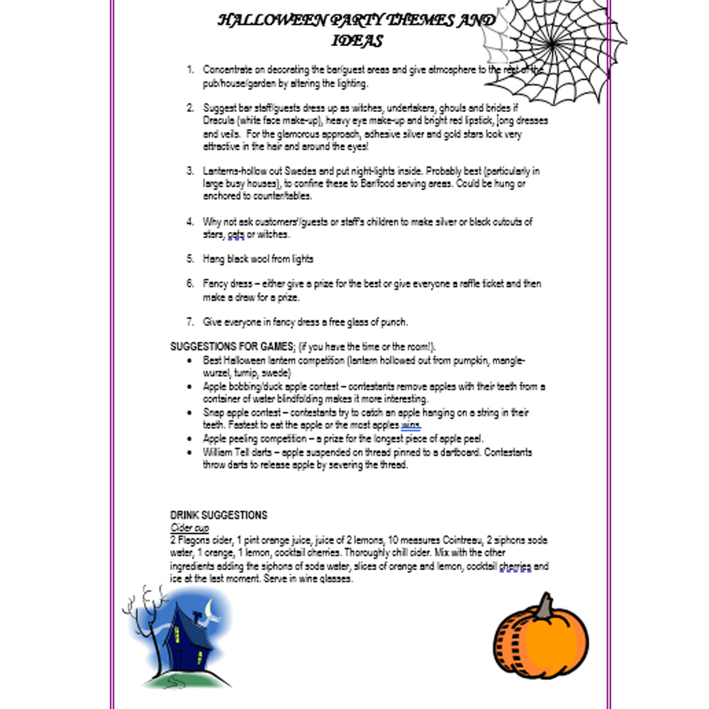 Halloween Ideas Sheet