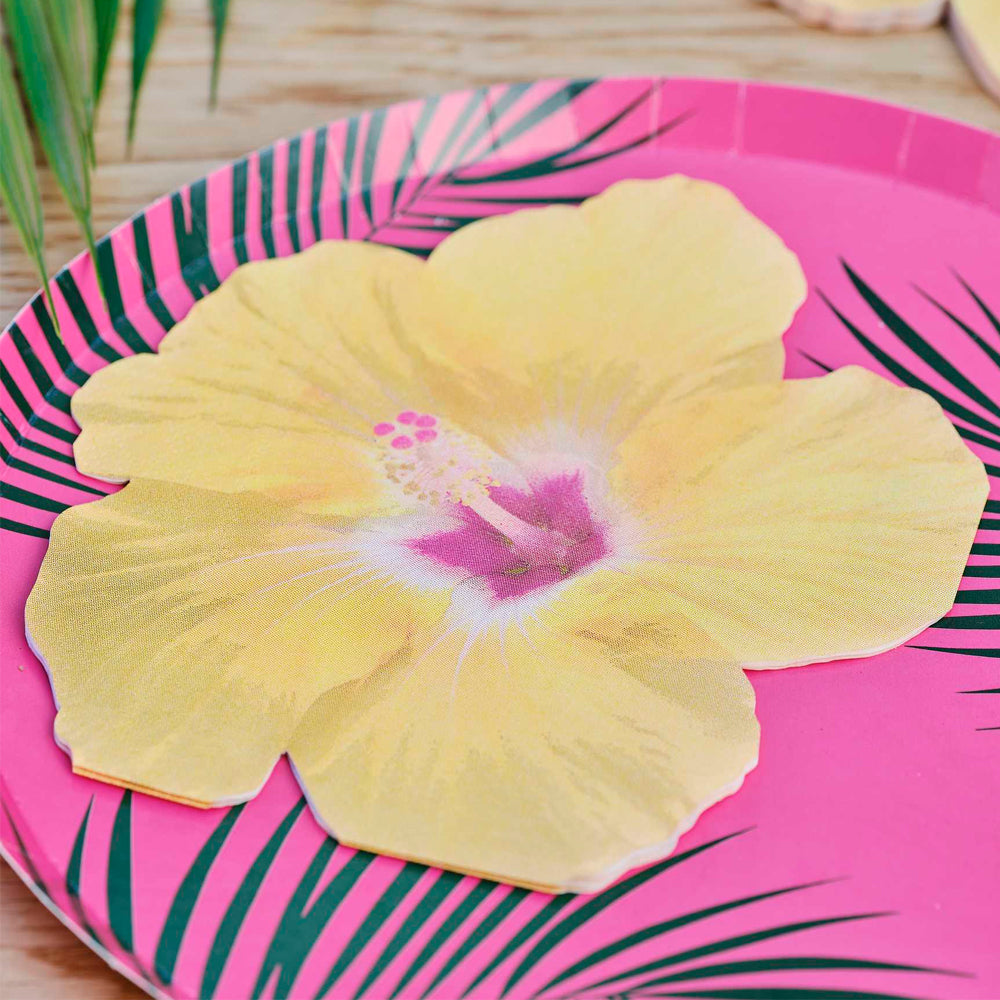 Hawaiian Tiki Tropical Flower Paper Napkins - Pack of 16 - 33cm