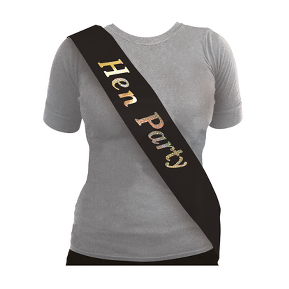 Black and Holographic Hen Party Sash