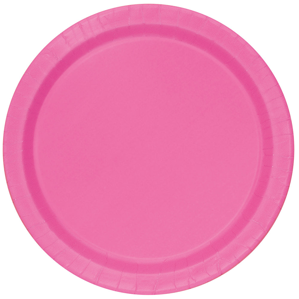 Hot Pink Paper Plates - Each - 9"
