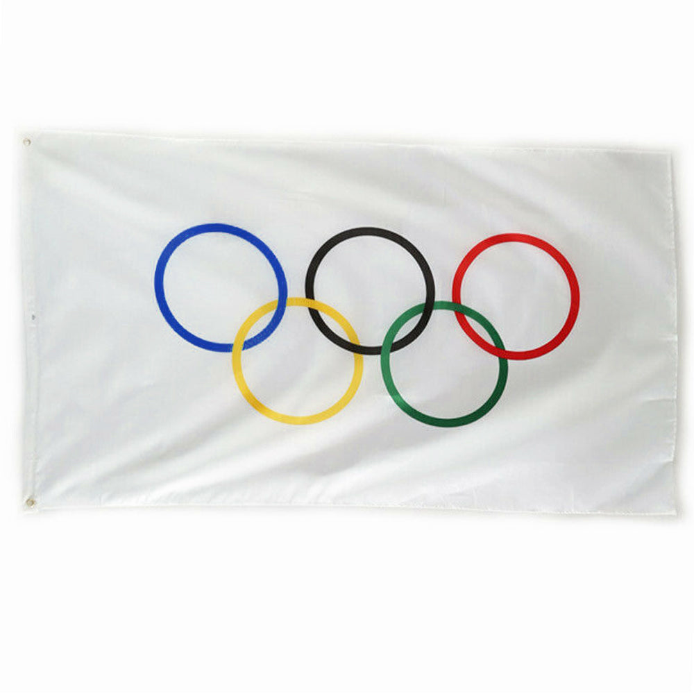 Olympic Rings Polyester Fabric Flag - 5ft x 3ft