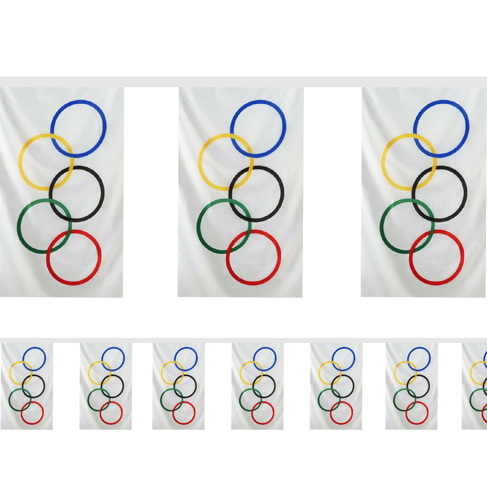 Olympic Rings Fabric Flag Bunting - 20 flags - 6m