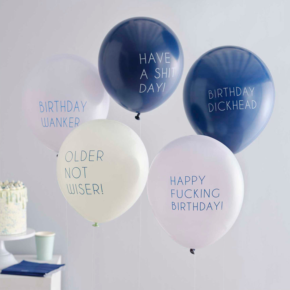 Naughty Slogan Happy Birthday Balloon Bundle - Pack of 5