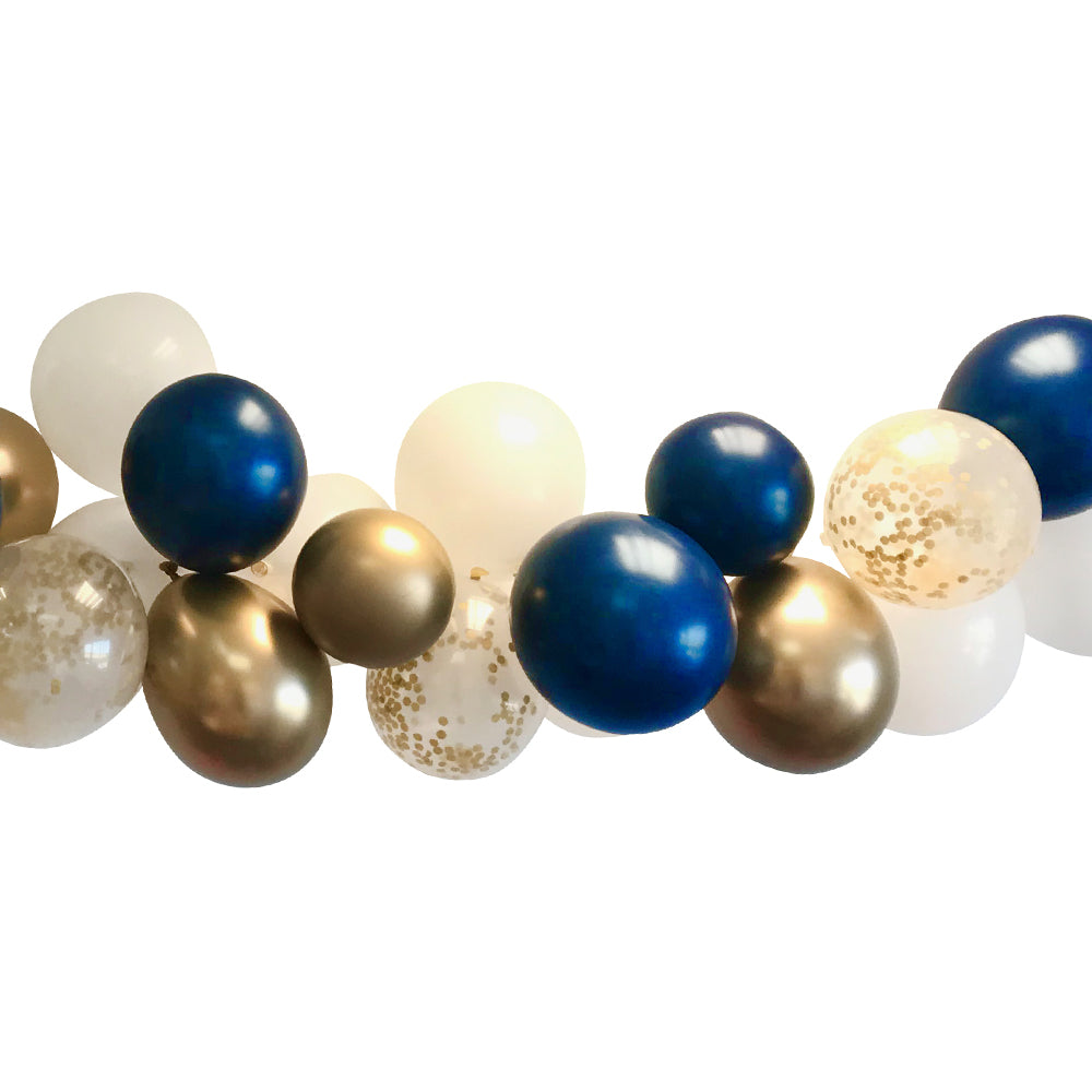 Navy Blue, Gold and White Balloon Arch DIY Kit - 2.5m
