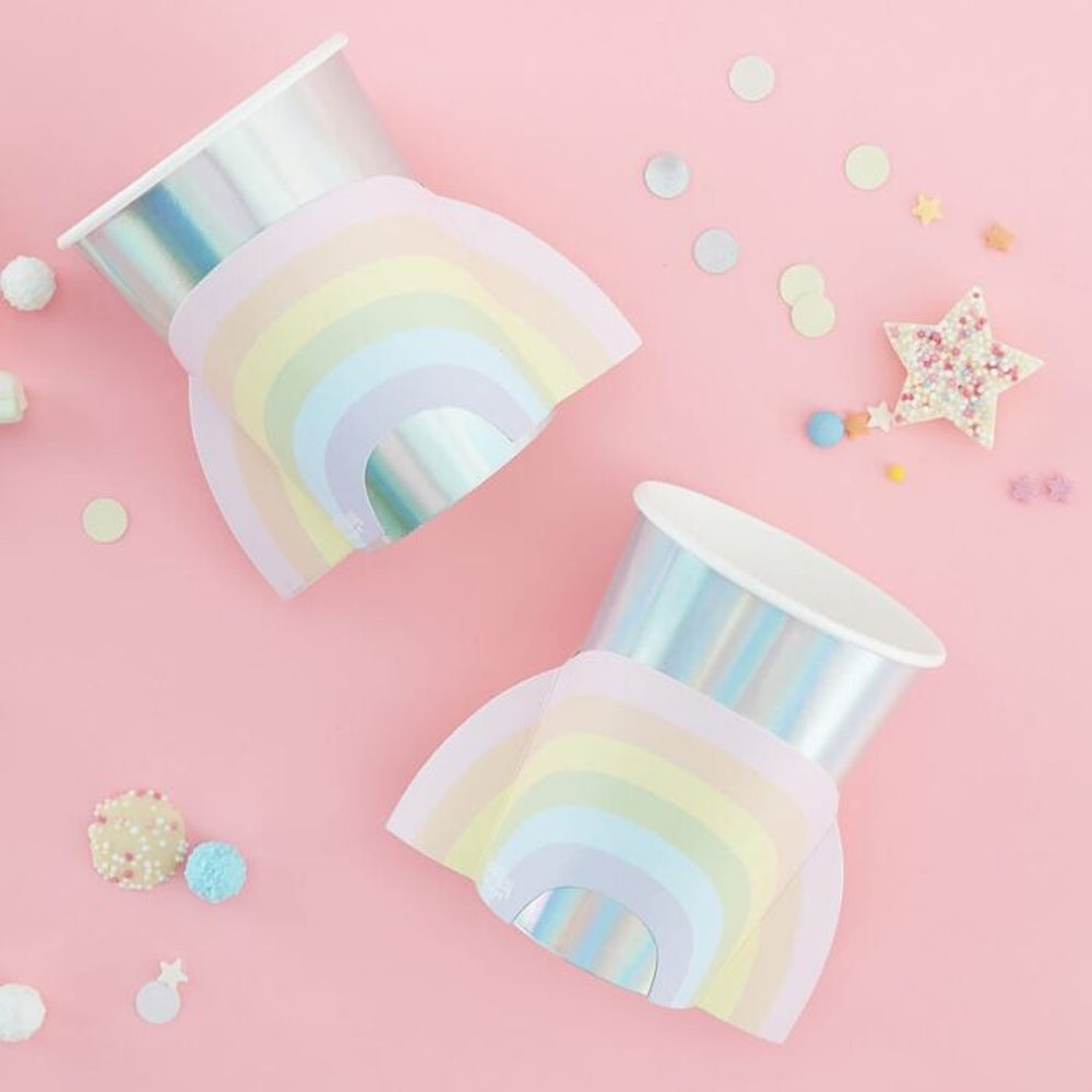 Pastel Rainbow Paper Cups - 9oz - Pack of 8