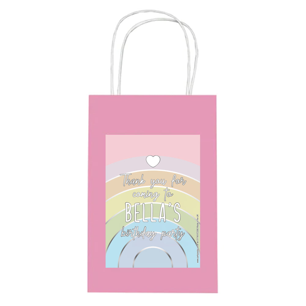 Personalised Pastel Rainbow Paper Party Bags - Pack of 12