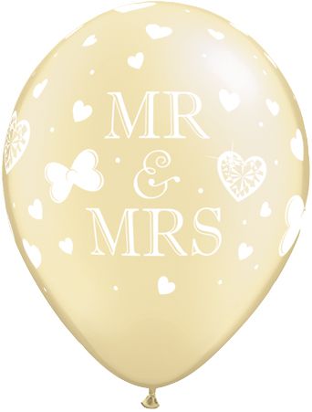 Mr & Mrs Ivory Latex Balloons - 11" - Pack of 10