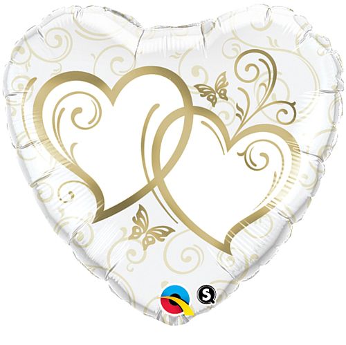 Entwined Hearts Gold Foil Balloon - 18"