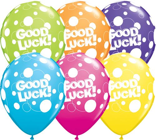 Good Luck Dots Latex Balloons - Assorted Colours - 11" - Pack of 10