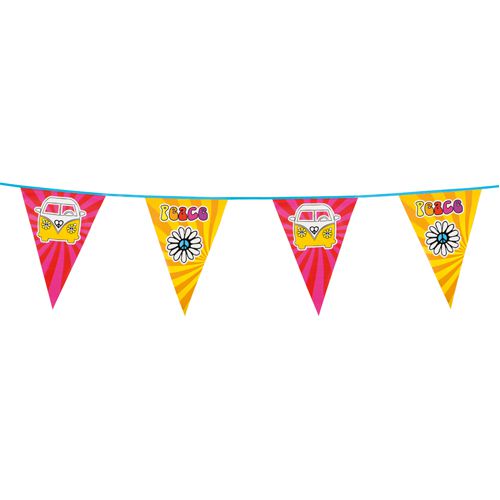 Pink and Yellow 60s Hippie Plastic Bunting - 6m