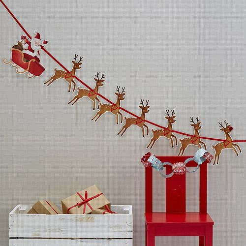 Festive Reindeer & Santa Sleigh Bunting - 1.8m