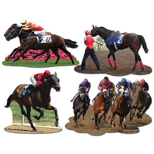 Horse Racing Cutouts 35.6cm Pack of 4 Party Packs