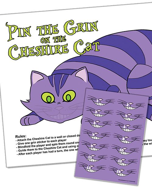 Pin the Grin on the Cheshire Cat Game With Stickers – Party Packs
