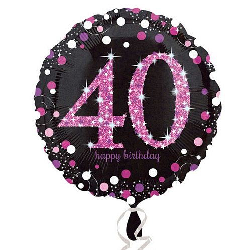 Pink Celebration "40th Birthday" Foil Balloon - 18"