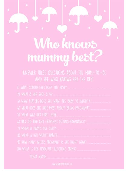 Gioco Baby Shower 'Who Knows Mummy Best' 20 Carte, Tema Orsetto Neutro Unisex, Prodotto UK