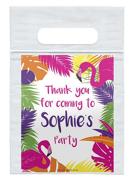 Tropical Flamingo Themed Personalised Sealed Party Bag - Pack of 8
