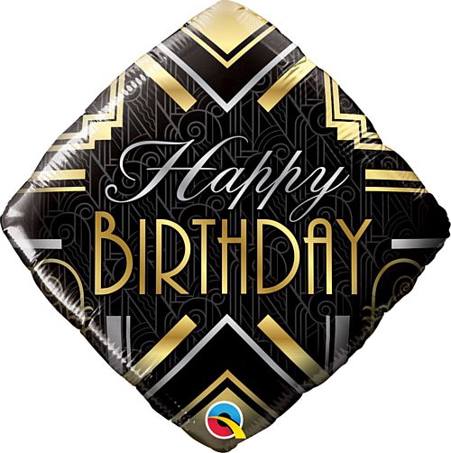 Happy Birthday Art Deco Diamond Balloon - 18"
