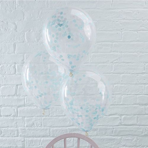 Blue Confetti Filled 12" Balloons- Pack Of 5