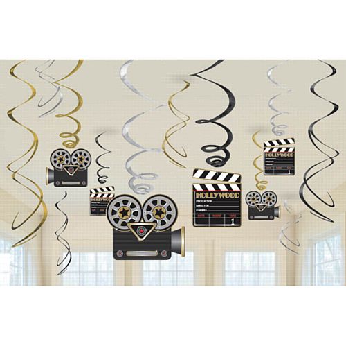 Hollywood Hanging Swirl Decorations - Pack of 12