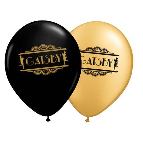 1920's Gatsby Black and Gold 10" Balloons- Pack Of 10