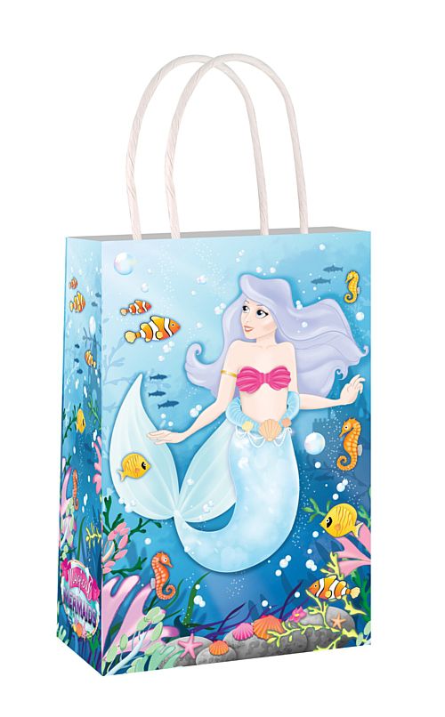 Mermaid Paper Party Bag With Handles - 21cm - Each