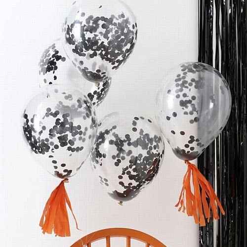 Black Confetti Balloons - 12" - Pack of 6