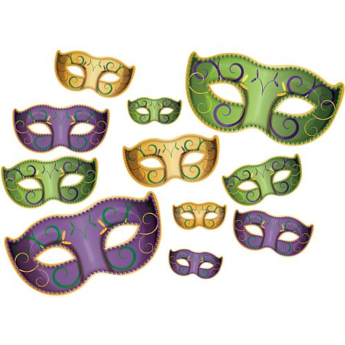 Mardi Gras Mask Cutouts - 15.9cm to 46.4cm - Pack of 11