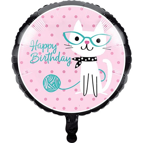 Purrfect Party Cat Happy Birthday Foil Balloon - 18"