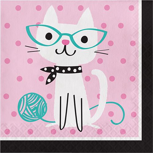 Purrfect Party Cat Luncheon Napkins - Pack of 16