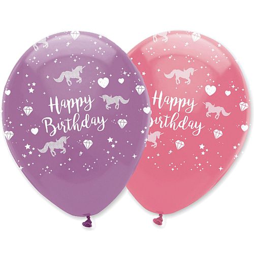 Unicorn Sparkle Latex Balloons - Pack of 6 - 12"