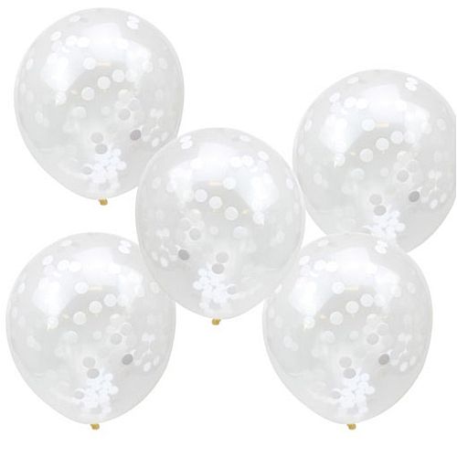 Clear Balloons with White Confetti - 11" - Pack of 5