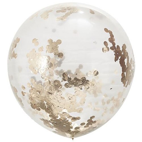 Giant Clear Balloon with Rose Gold Confetti - 91cm - Pack of 3