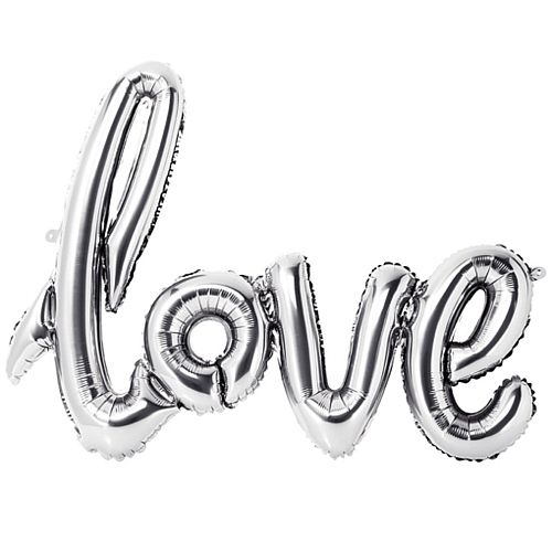 Silver 'Love' Shape Balloon - 78cm x 53cm