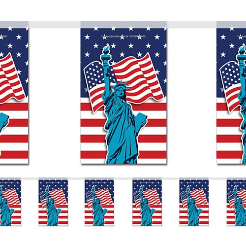 American Flag and Statue of Liberty Paper Bunting - 2.4m