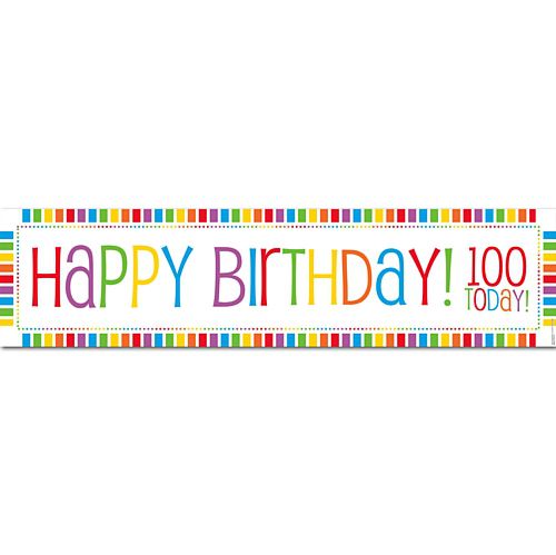 Rainbow Celebration Happy Birthday 100 Today Banner - 1.2m
