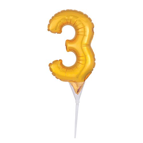 Gold Micro Number 3 Foil Balloon - 15cm