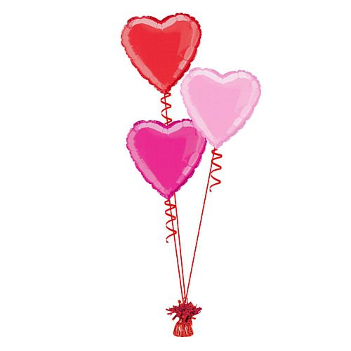 Valentine's Hearts Foil Balloon Bunch - Uninflated