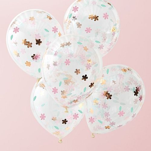 Floral Confetti Balloons - 12" - Pack of 5