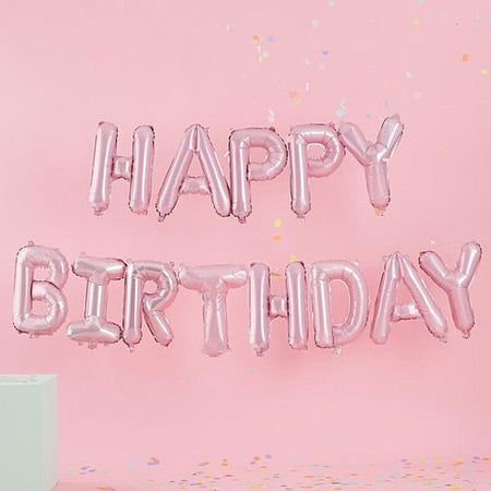 Matte Pink Happy Birthday Balloon Bunting - 16