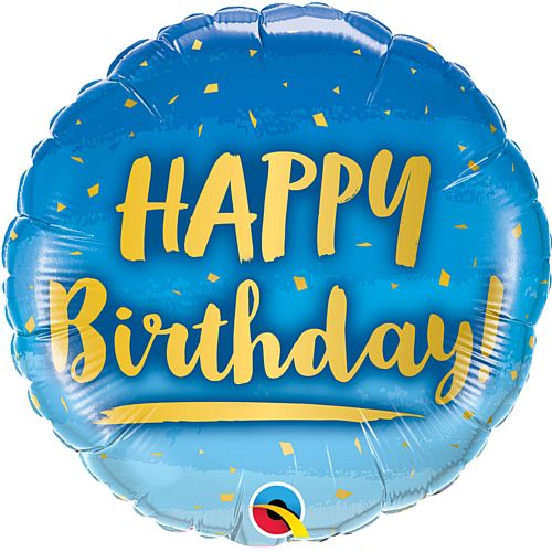 Birthday Blue and Gold Foil Balloon - 18"