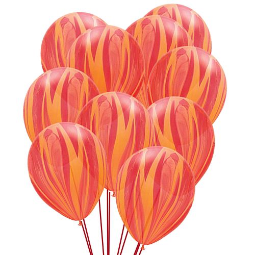 Red Marble SuperAgate Latex Balloons - 11" - Pack of 10