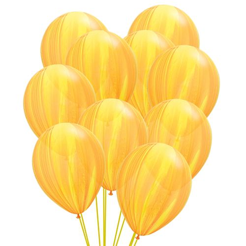 Yellow Marble SuperAgate Latex Balloons - 11" - Pack of 10