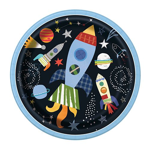 Outer Space Round Dinner Plates - 9" - Pack of 8
