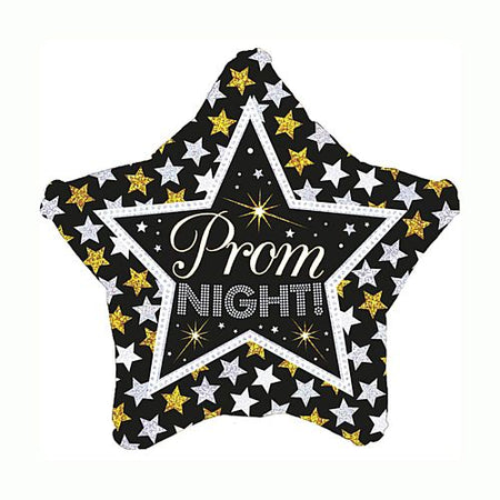 Prom Night Black & Gold Star Foil Balloon - 18