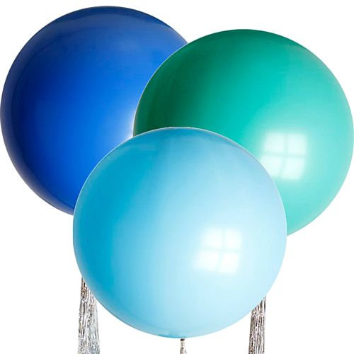 Blue Mix Giant Round Latex Balloons - 24" - Pack of 3