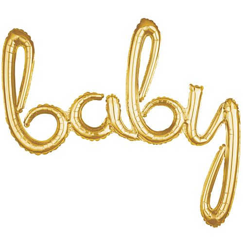 Baby Gold Script Phrase Air-Fill Foil Balloon - 39"