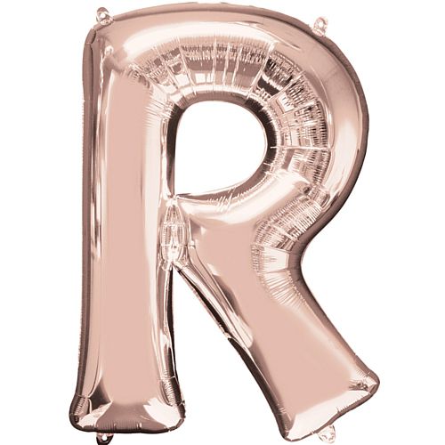 Rose Gold Letter 'R' Air Filled Foil Balloon - 16"