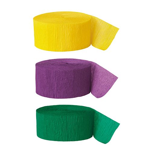 Yellow, Green & Purple Crepe Streamer Decoration Pack