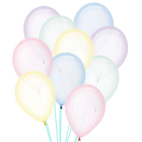 Crystal Clear Pastel Assorted Colour Latex Balloons - 12" - Pack of 50