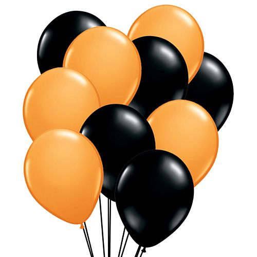 Black and Orange Latex Balloons - 10" - Pack of 50